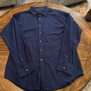 Jos. A. Bank Dark Blue Grid Pattern Shirt